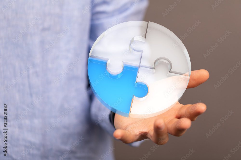 puzzle hand solution concept business.