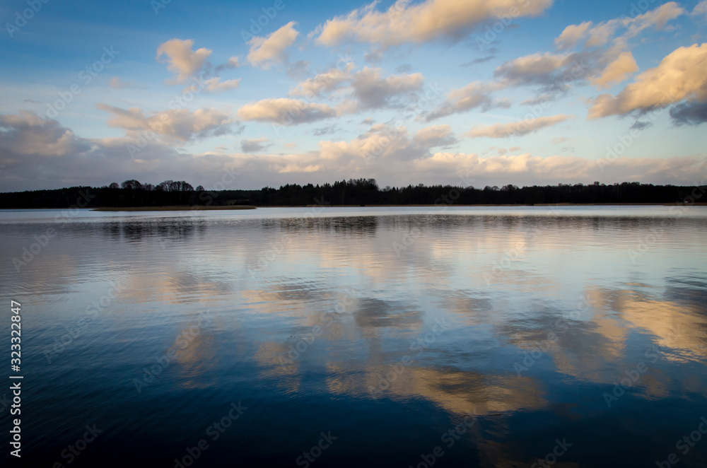 view of clouds reflected on lake