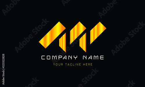 Gold metallic creative logo with black background