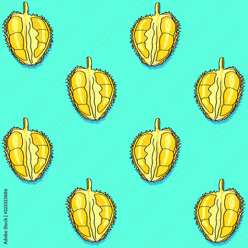 Exotic Tropical Durian Fruit Pattern Exotic Tropical Durian Fruit Pattern