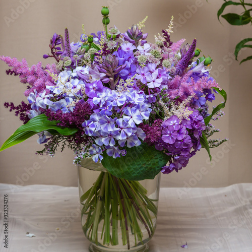 Flower arrangement, a bouquet of Phlox. Bouquet of garden Phlox.