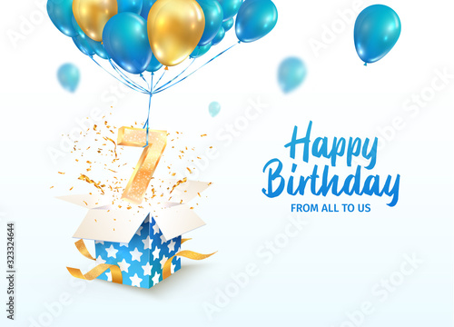 Canvas Print Celebrating of 7 th years birthday vector 3d illustration