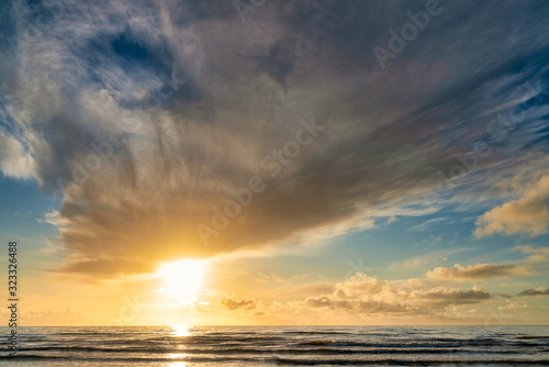 Very beautiful clouds over the sea at sunset.