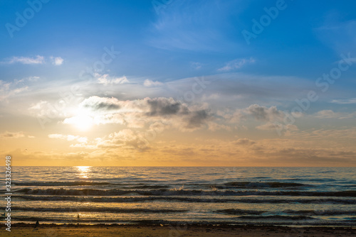 Very beautiful clouds over the sea at sunset.