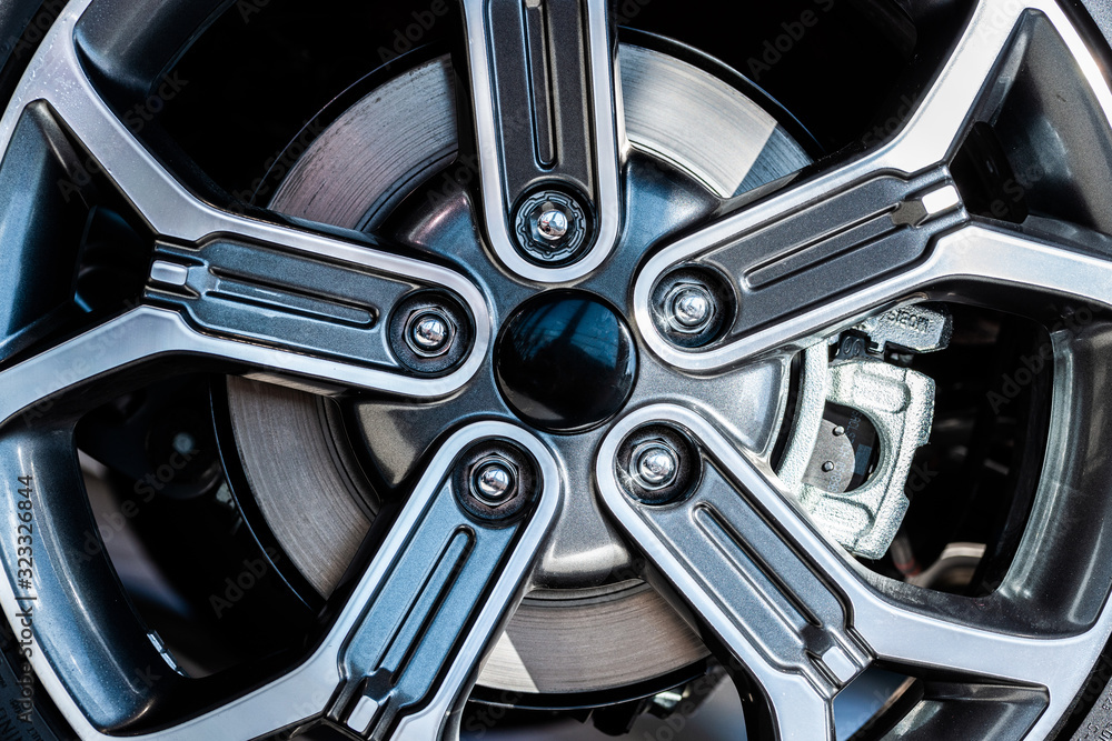 close up of car alloy wheels