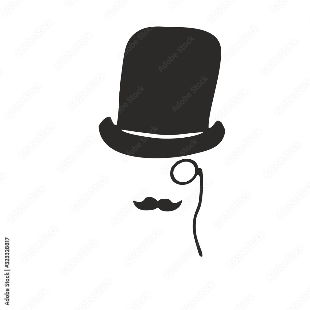 Gentleman's set-funny top hat, monocle and mustache Gentleman's set-funny top hat, monocle and mustache