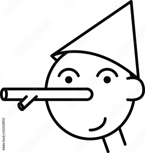 Pinocchio icon, vector line illustration