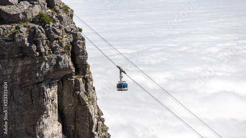 Table Mountain cable car above the clouds, Capetown, South Africa