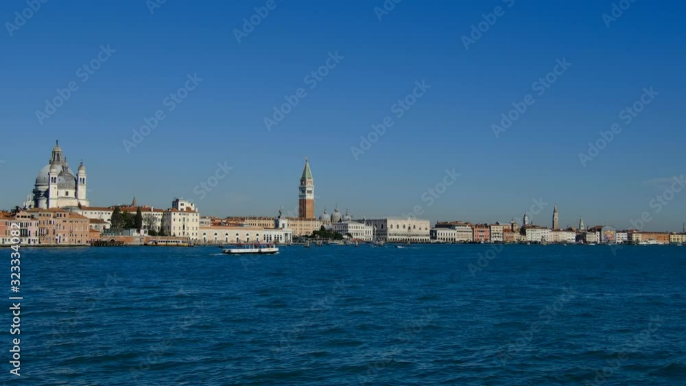 Venice, ITALY – FEBRUARY 6, 2020: Piazza San Marco and Doge's Palace seen from the Giudecca island Venice, ITALY – FEBRUARY 6, 2020: Piazza San Marco and Doge's Palace seen from the Giudecca island