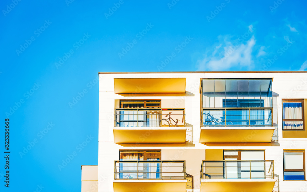 Apartment house residential building real estate copy space Apartment house residential building real estate copy space