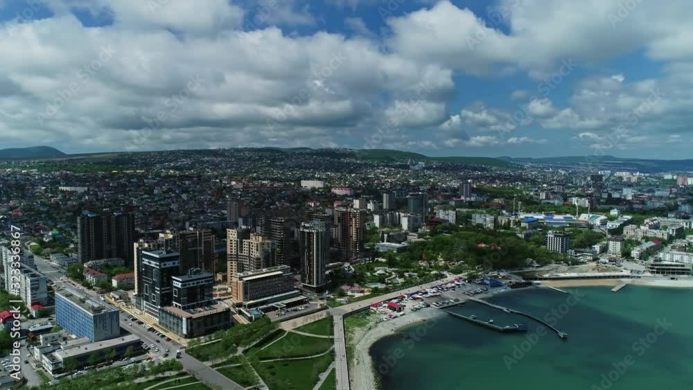 Aerial panorama view of Novorossiysk and Tsemes Bay, Russia, 4k Aerial panorama view of Novorossiysk and Tsemes Bay, Russia, 4k