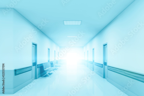 Light in empty hospital corridor, concept of hope