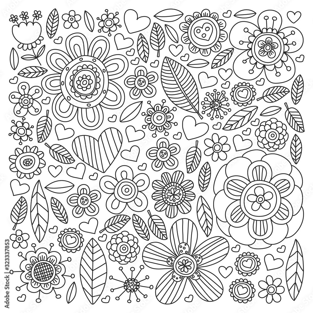 Flowers March 8. Doodle pattern. Vector icons for women. Flowers March 8. Doodle pattern. Vector icons for women.