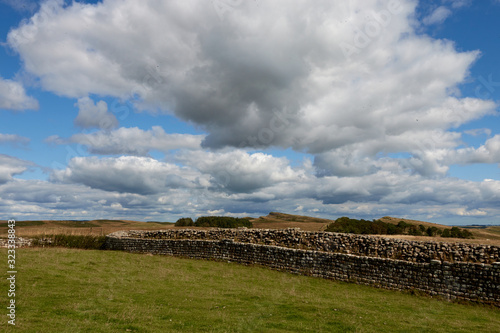 Hadrian's Wall historic roman tourist attraction in Northumberland in the North of England.