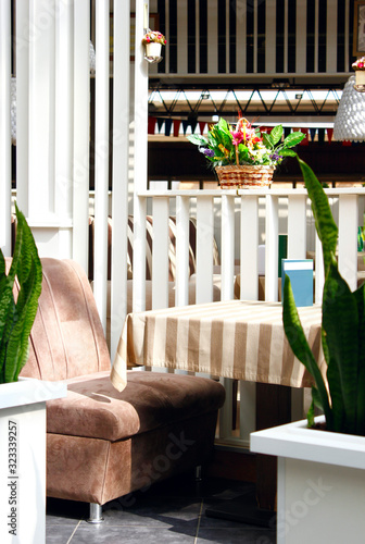 Sofa and table in cafe