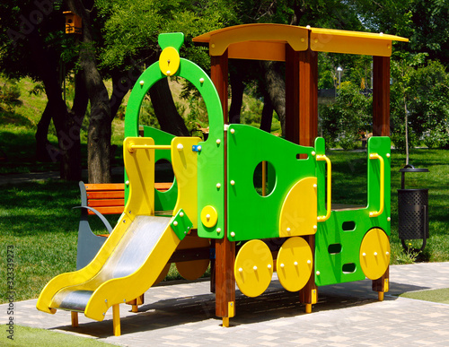 Steam locomotive for children at playground