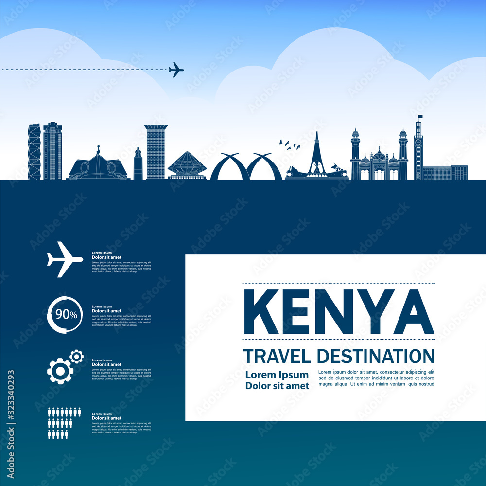 Kenya travel destination grand vector illustration. 