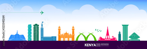 Kenya travel destination grand vector illustration. 