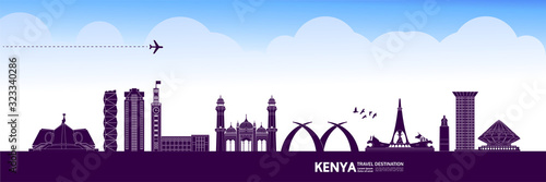 Kenya travel destination grand vector illustration. 