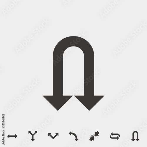 U turn road icon vector illustration and symbol for website and graphic design