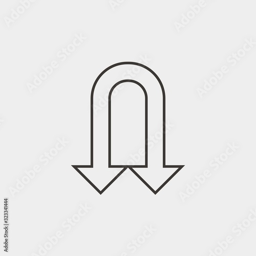 U turn road icon vector illustration and symbol for website and graphic design