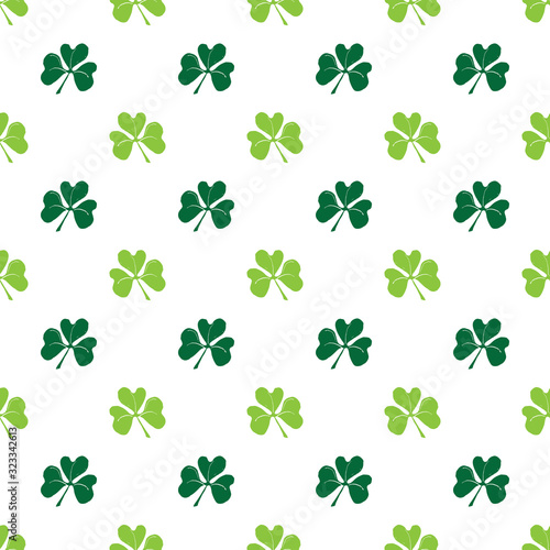 Clover leaf seamless pattern, hand drawn doodle vector illustration. St Patricks Day symbol, Irish lucky shamrock background