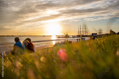 Canvas Print North Sea Sunset	in Bremerhaven