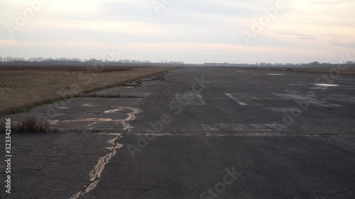 Old abandoned runway at a closed airport