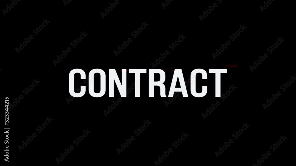 Contract. Animation of Text With Glitch Effect. Alpha Channel Contract. Animation of Text With Glitch Effect. Alpha Channel