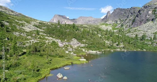 Aerial landscape in nature park Ergaki in Siberia