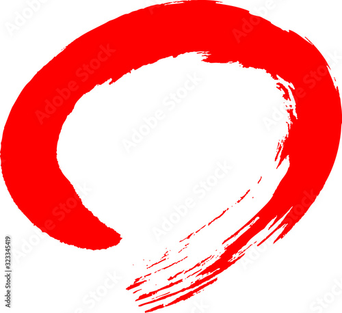 楕円　赤　筆文字