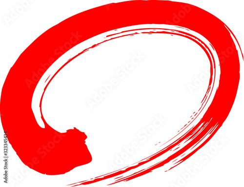 楕円　赤　筆文字
