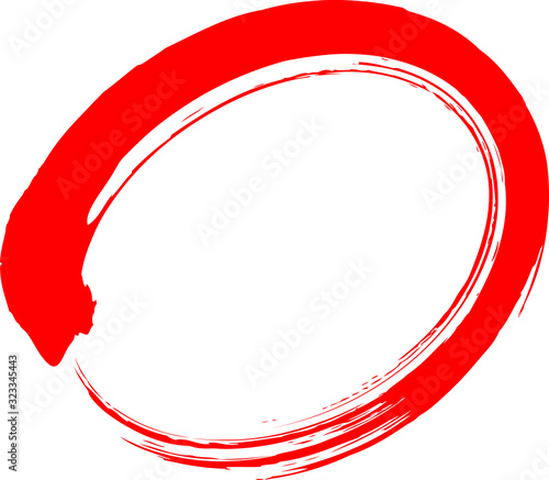 楕円　赤　筆文字