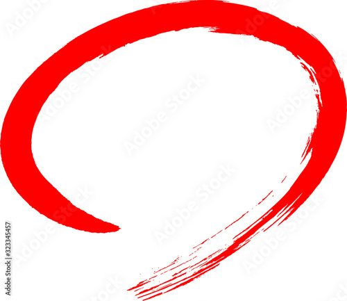 楕円　赤　筆文字