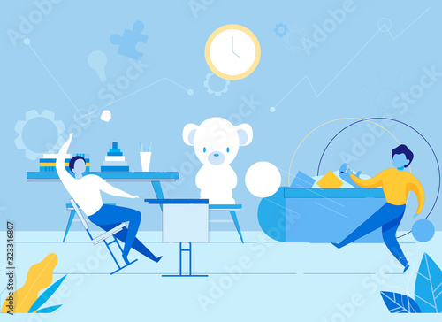 Boys Bullying each other, Behave Unsuitably and Noisy. Children Bad Behavior and Hyperactivity, Psychological Problems Symptom. Two Teenagers Cartoon Characters Throw Things. Flat Vector Illustration.