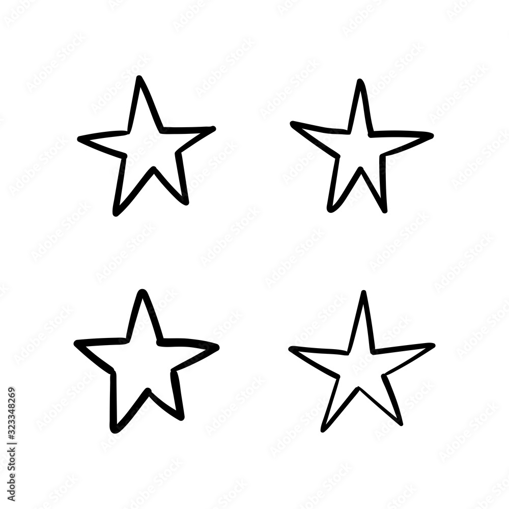 Hand drawn stars, doodle star collection