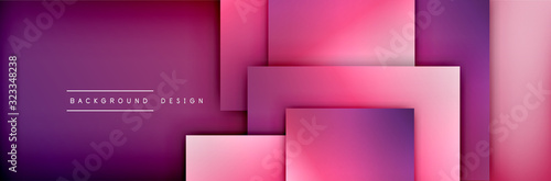 Square shapes composition geometric abstract background. 3D shadow effects and fluid gradients. Modern overlapping forms