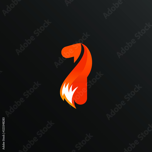 Initial Number 1 with Fox Tail Logo Design