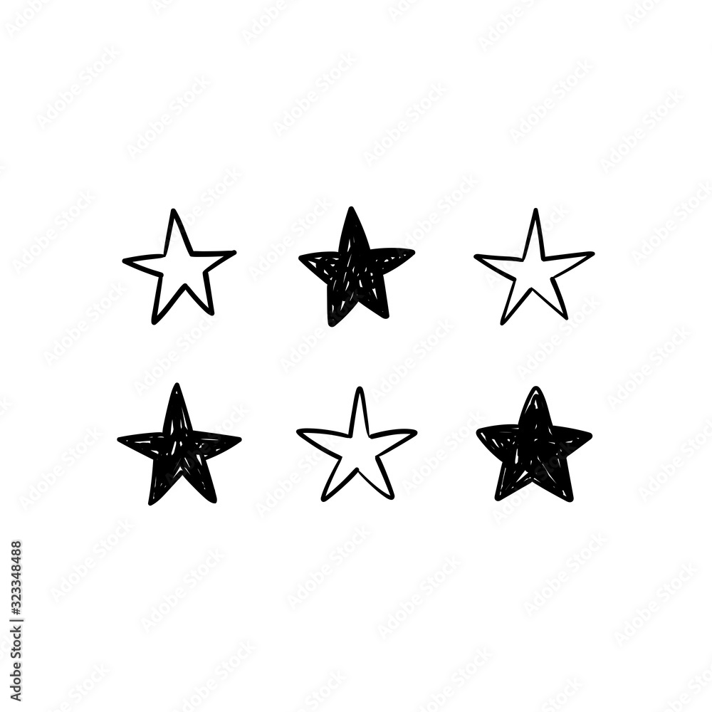 Hand drawn stars, doodle star collection Hand drawn stars, doodle star collection