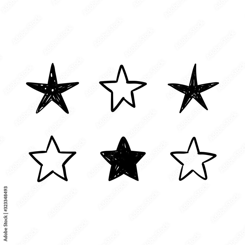 Hand drawn stars, doodle star collection Hand drawn stars, doodle star collection
