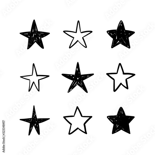 Hand drawn stars  doodle star collection
