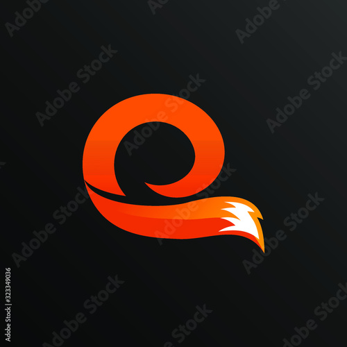 Initial Letter Q with Fox Tail Logo Design