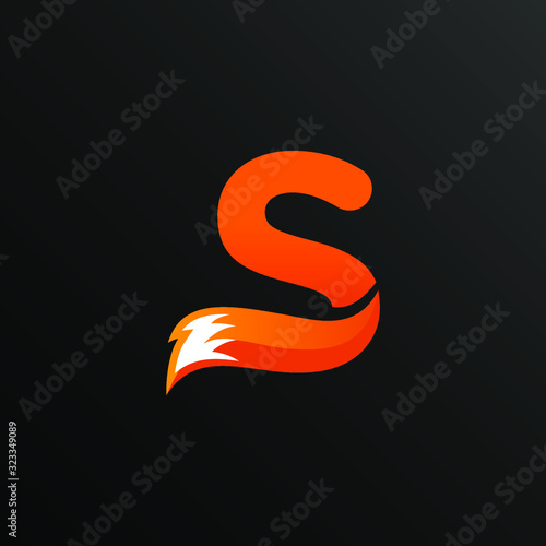 Initial Letter S with Fox Tail Logo Design