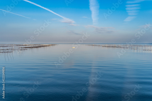 Seaweed cultivation area in Ariake sea in Saga prefecture, JAPAN.