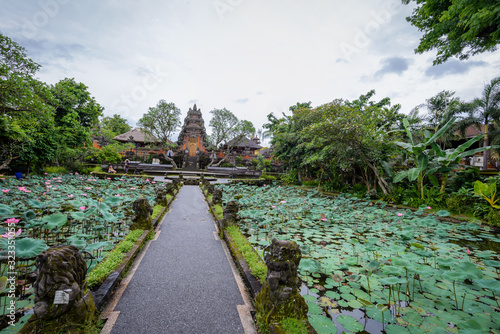 Balinese architectural details and sculptures in a local temple, Bali Indonesia