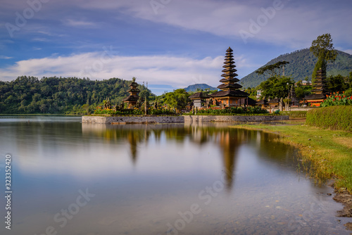 Ulun Danu Beratan Temple. Beautiful sunrise on the island of Bali  Indonesia