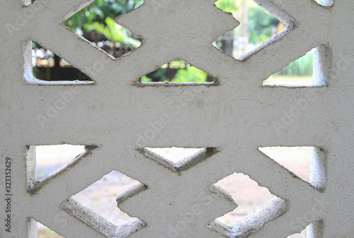 concrete block wall with ventilation block in house photo