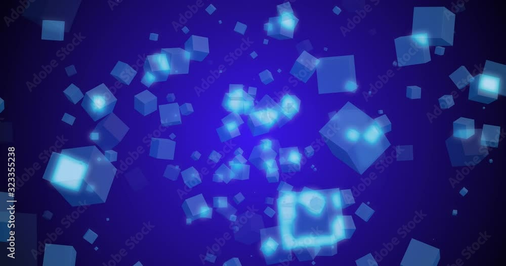 Motion graphics, many squares on a blue background Motion graphics, many squares on a blue background