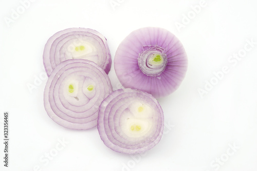 Fresh onion slice isolated on white background
