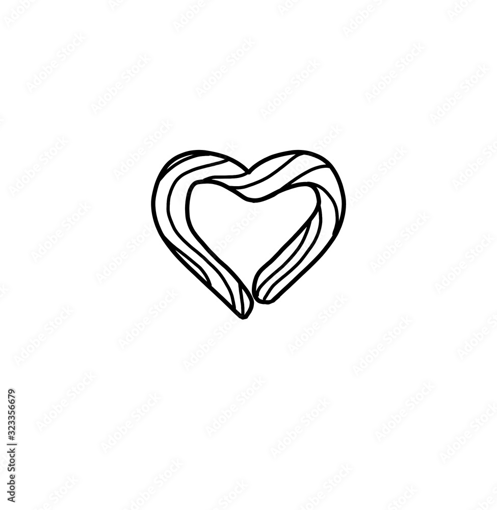 Silhouette of the heart, Valentine's day, pretzel, sweet roll Silhouette of the heart, Valentine's day, pretzel, sweet roll